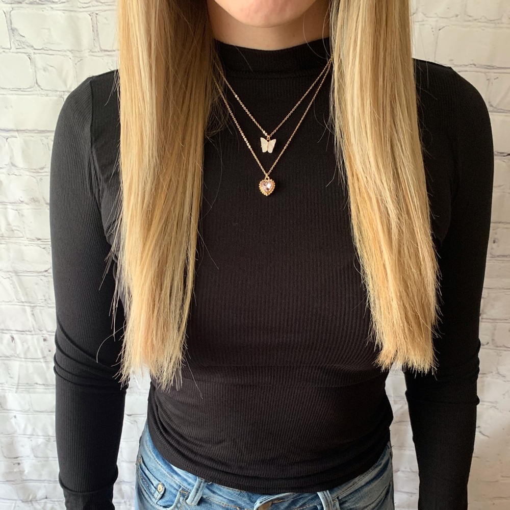 Black Long Sleeve Mock Top